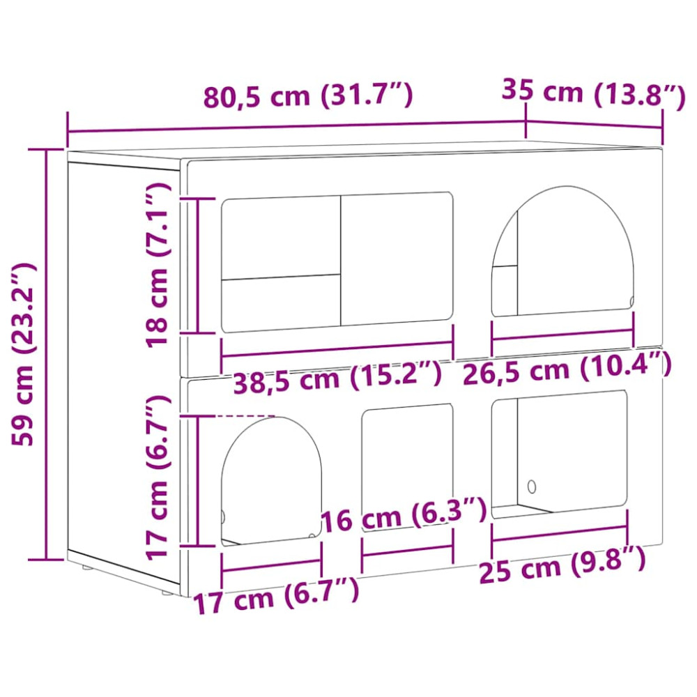 Produktbild för Sideboard ELST Betonggrå 80,5 x 35 x 59 cm Konstruerat trä