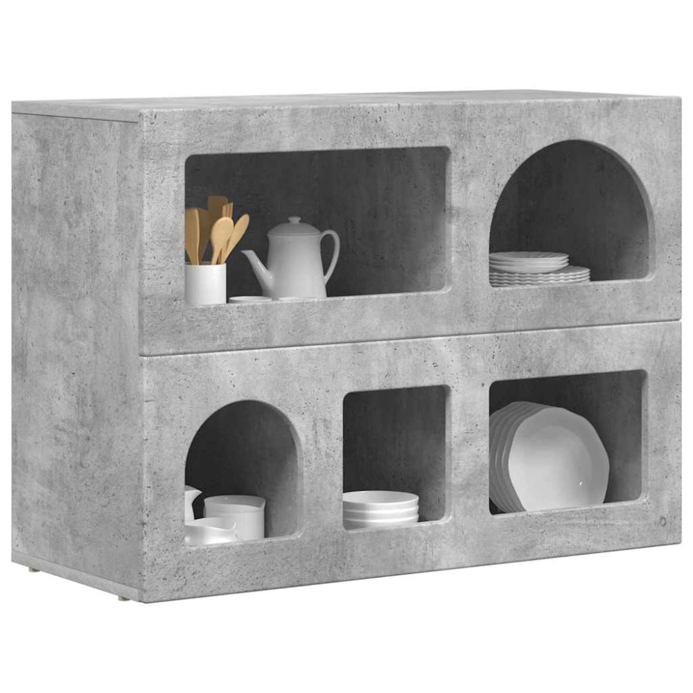 Produktbild för Sideboard ELST Betonggrå 80,5 x 35 x 59 cm Konstruerat trä