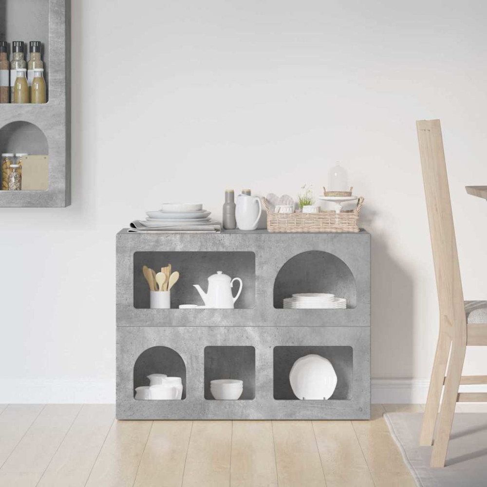 Produktbild för Sideboard ELST Betonggrå 80,5 x 35 x 59 cm Konstruerat trä