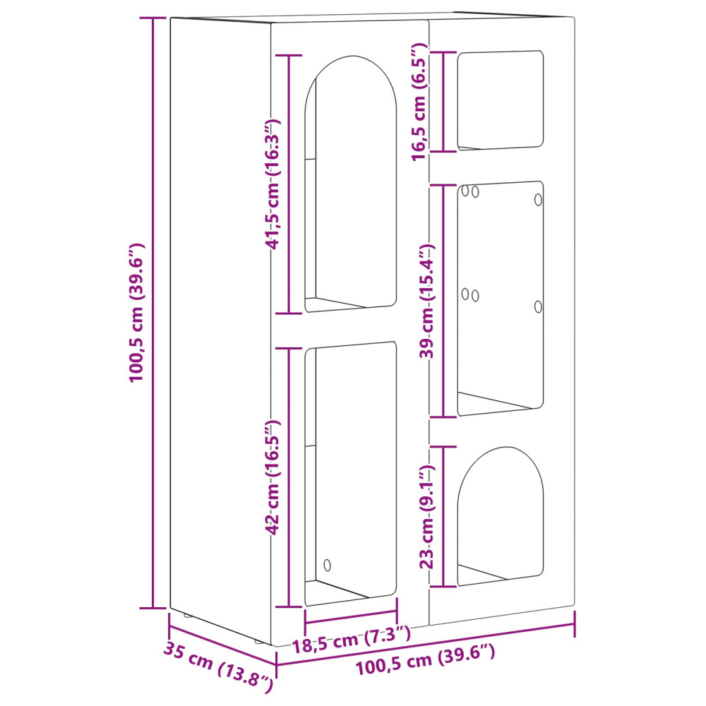 Produktbild för Sideboard Rökt ek 59 x 35 x 100,5 cm Konstruerat trä