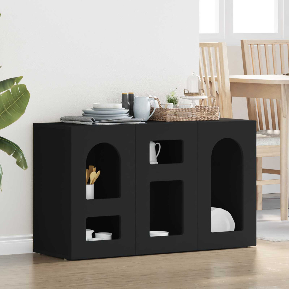 Produktbild för Sideboard ELST Svart 100 x 35 x 59 cm Konstruerat trä