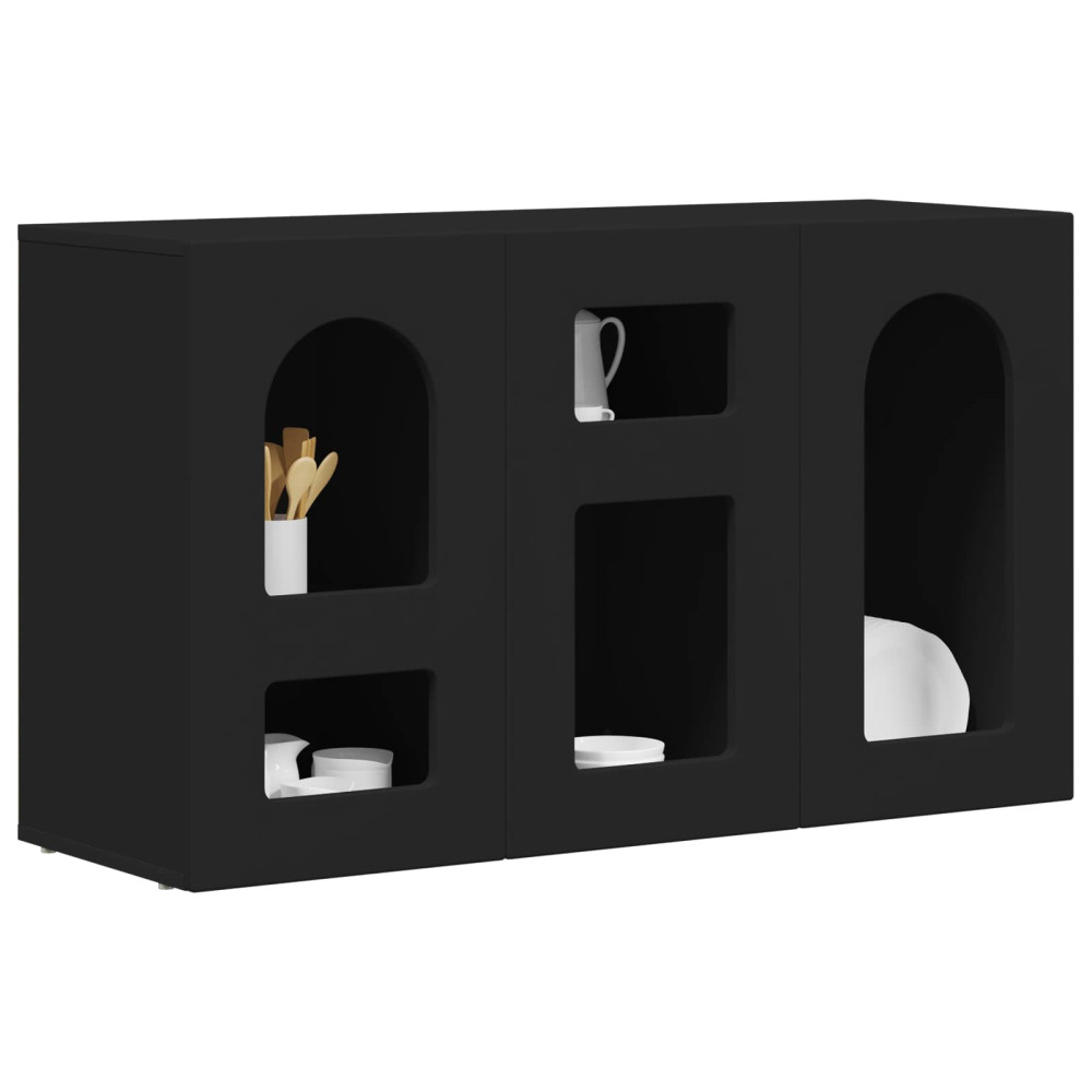 Produktbild för Sideboard ELST Svart 100 x 35 x 59 cm Konstruerat trä