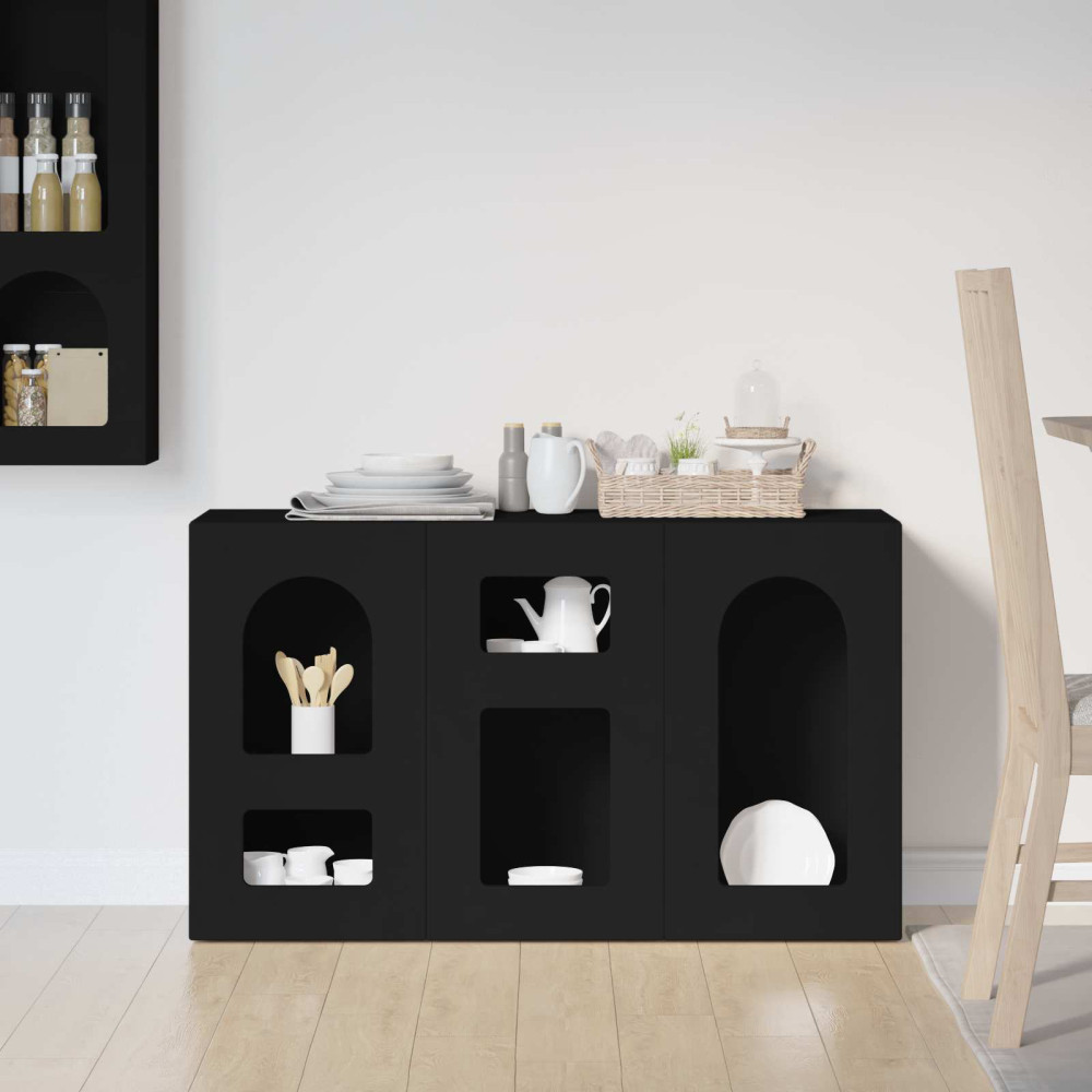 Produktbild för Sideboard ELST Svart 100 x 35 x 59 cm Konstruerat trä