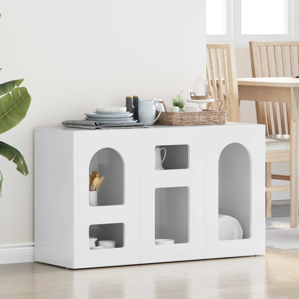 Produktbild för Sideboard Högblanka vita 100 x 35 x 59 cm Konstruerat trä