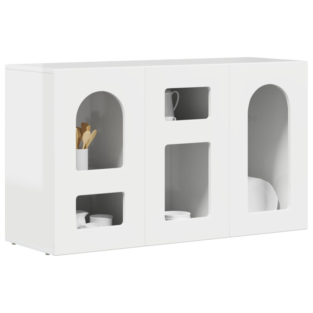 Produktbild för Sideboard Högblanka vita 100 x 35 x 59 cm Konstruerat trä