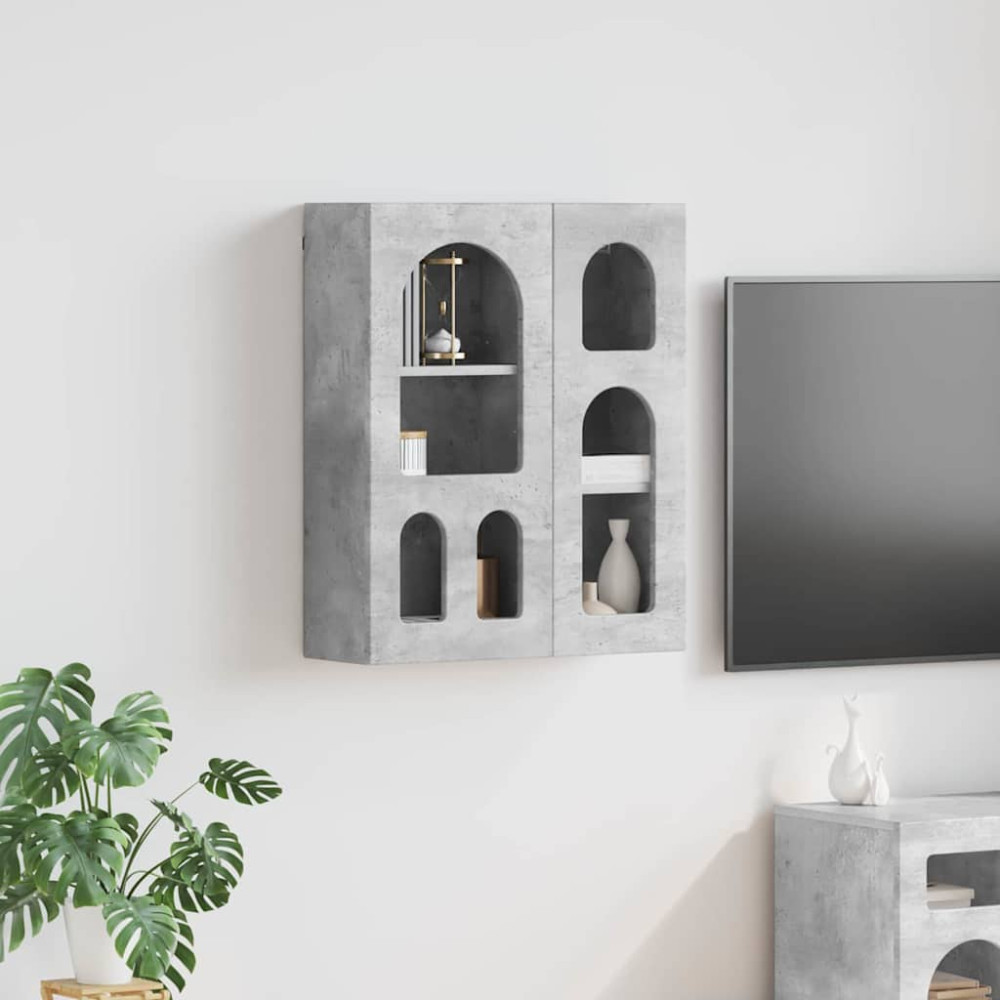Produktbild för Hängande skåp ELST Betonggrå 59 x 20 x 71.5 cm Konstruerat trä