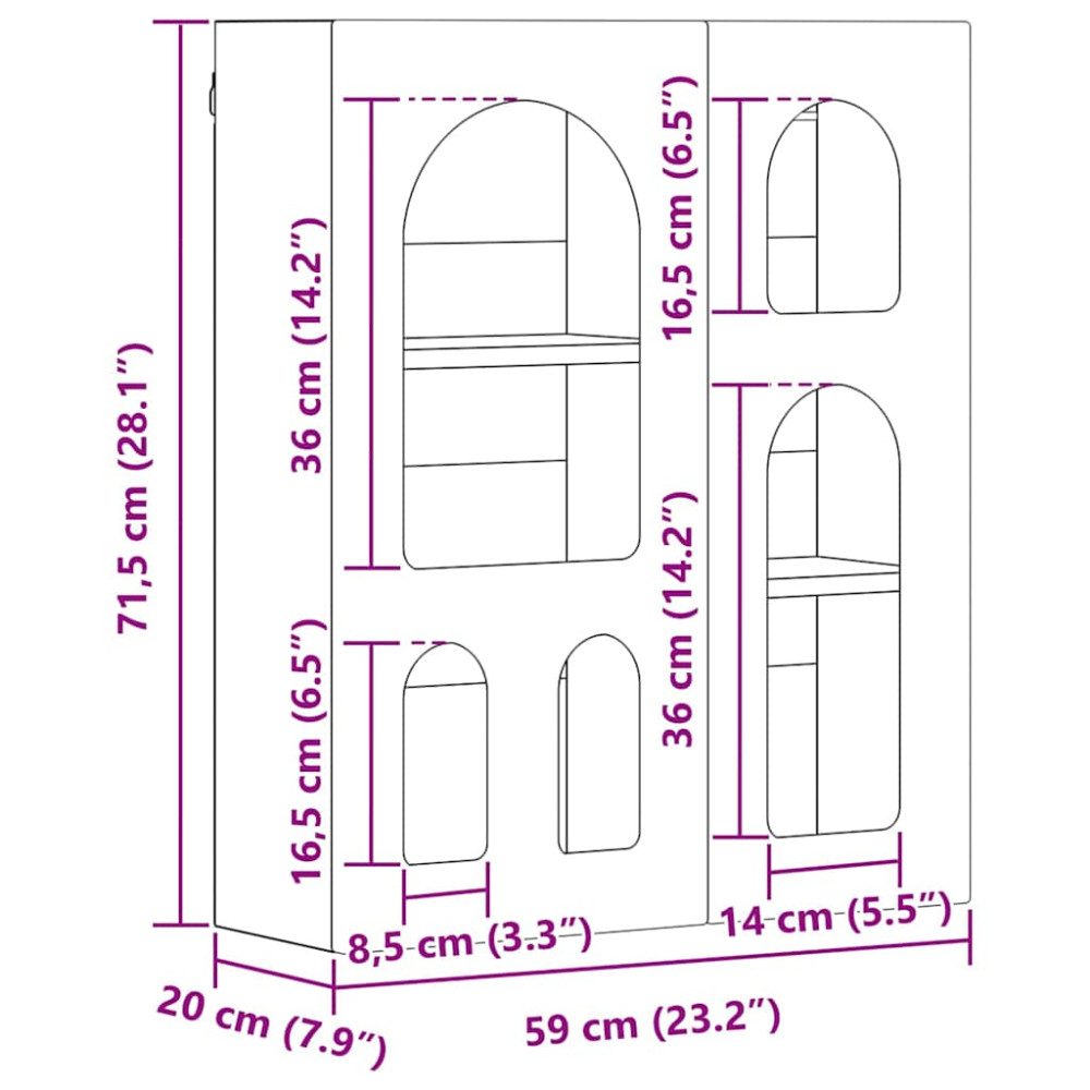Produktbild för Hängande skåp ELST Betonggrå 59 x 20 x 71.5 cm Konstruerat trä