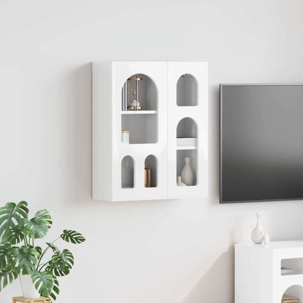 Produktbild för Hängande skåp med hylla ELST Högblanka vita 59 x 20 x 71.5 cm