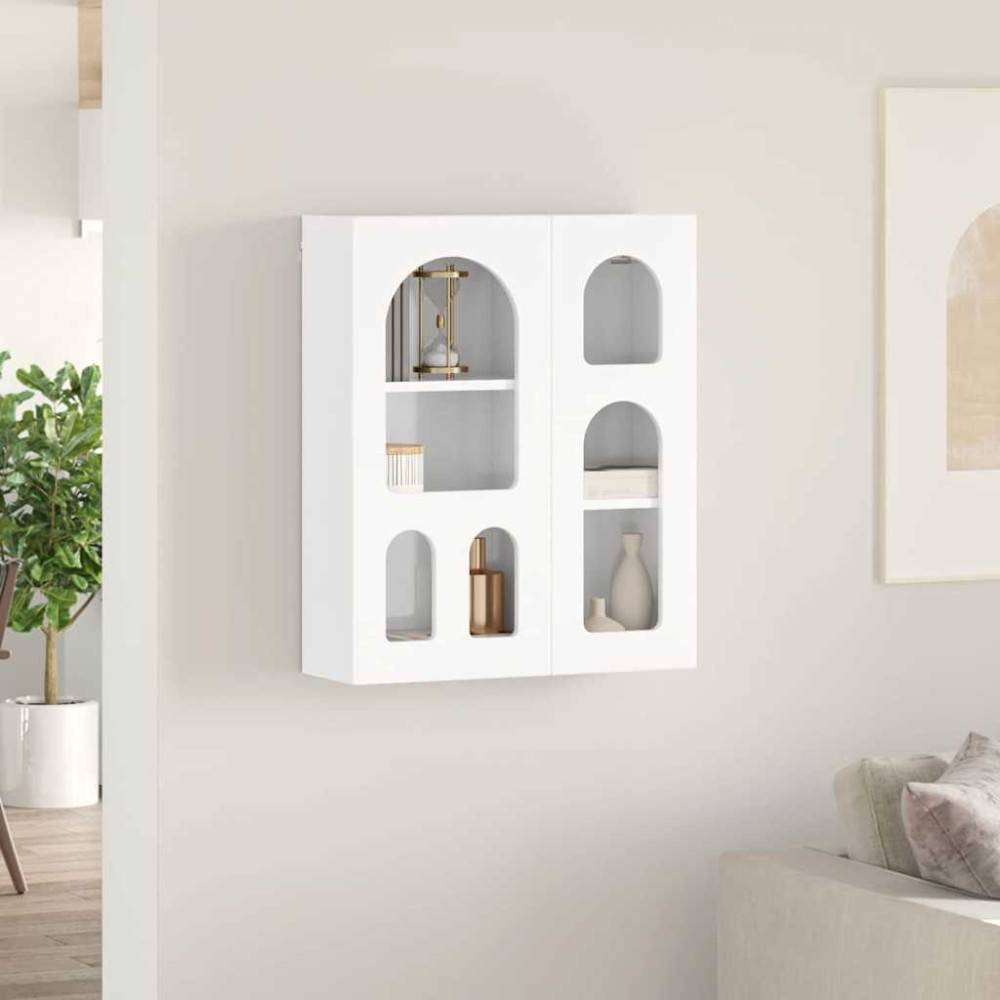Produktbild för Hängande skåp med hylla ELST Högblanka vita 59 x 20 x 71.5 cm
