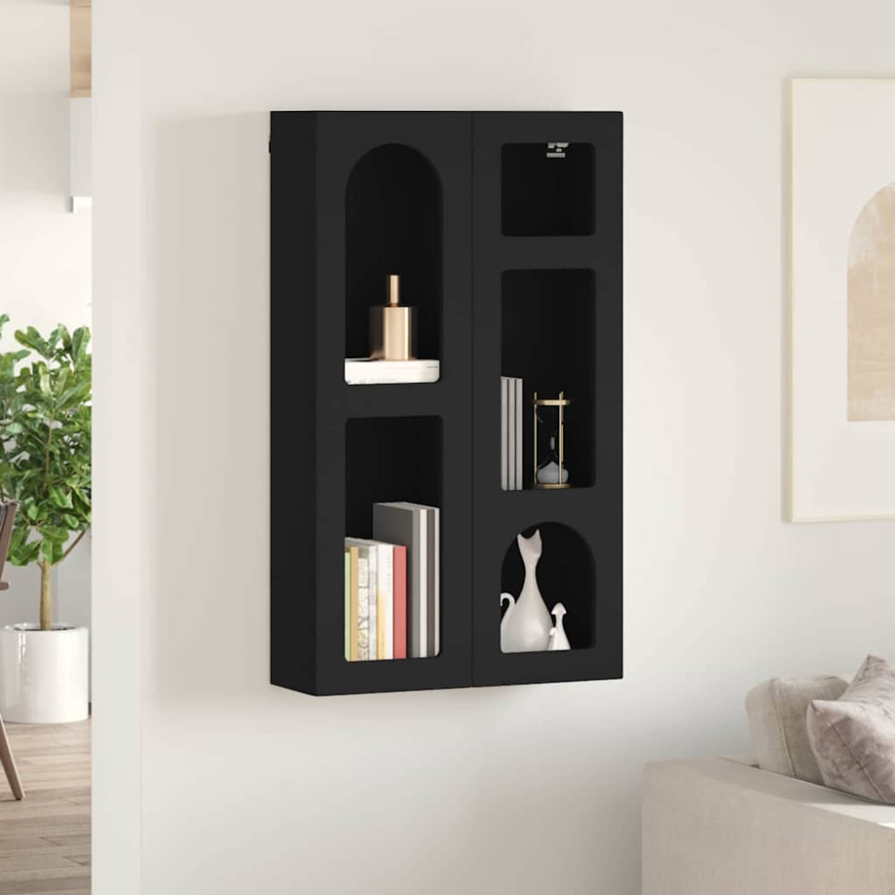 Produktbild för Hängande skåp ELST Svart 59 x 20 x 100 cm Konstruerat trä