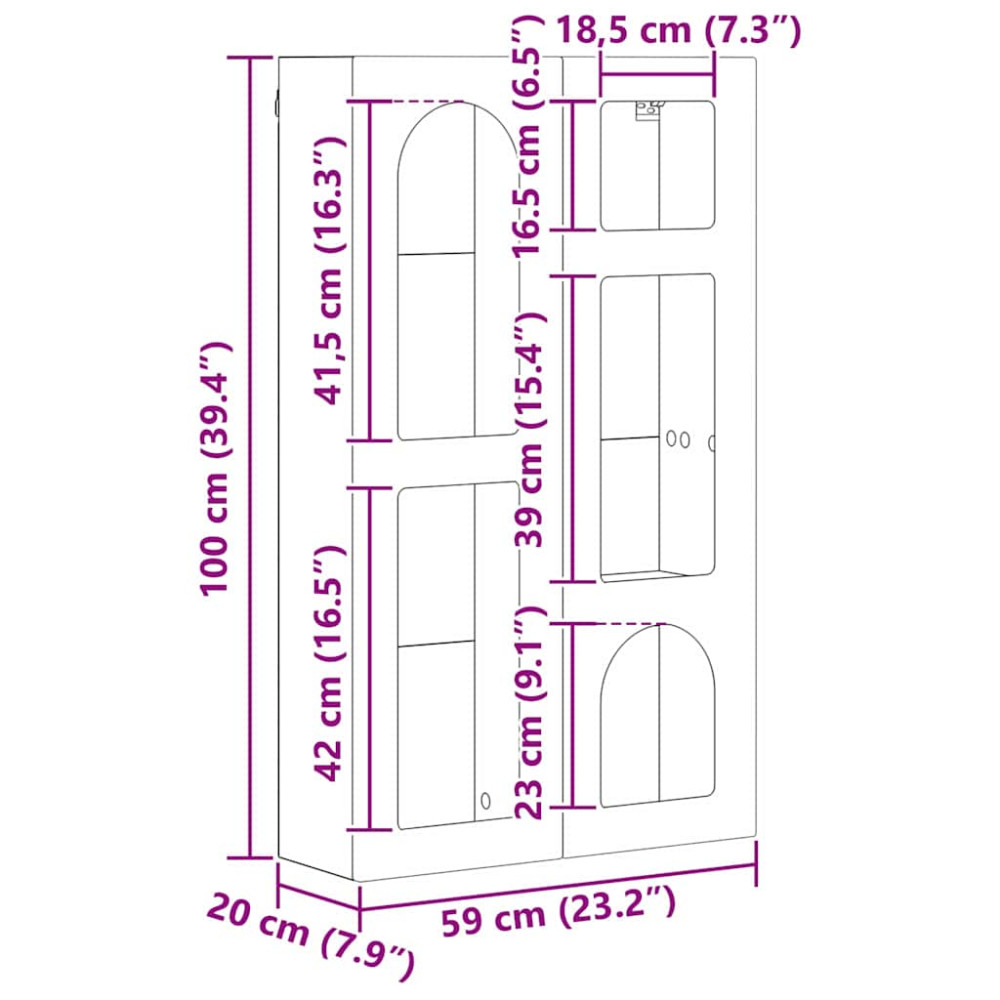Produktbild för Hängande skåp ELST Sonoma-ek 59 x 20 x 100 cm Konstruerat trä