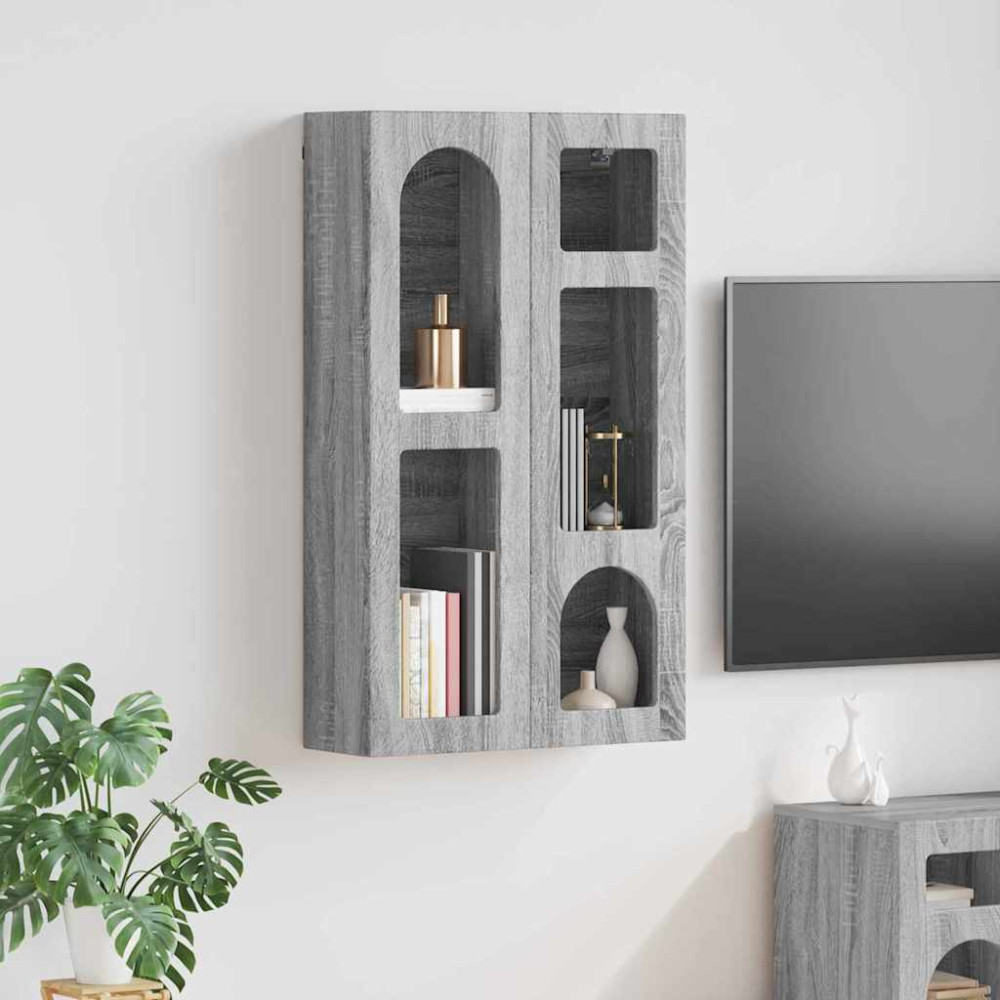 Produktbild för Hängande skåp ELST Grå Sonoma 59 x 20 x 100 cm Konstruerat trä
