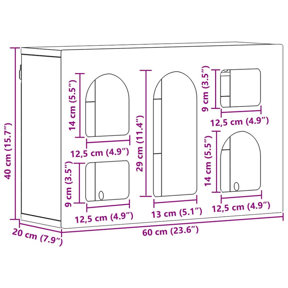 Produktbild för Hängande skåp ELST Vit 60 x 20 x 40 cm Konstruerat trä