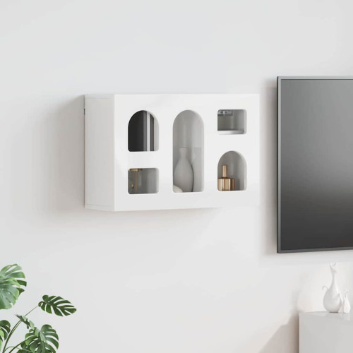 vidaXL Hängande skåp med hylla ELST Högblanka vita 60 x 20 x 40 cm