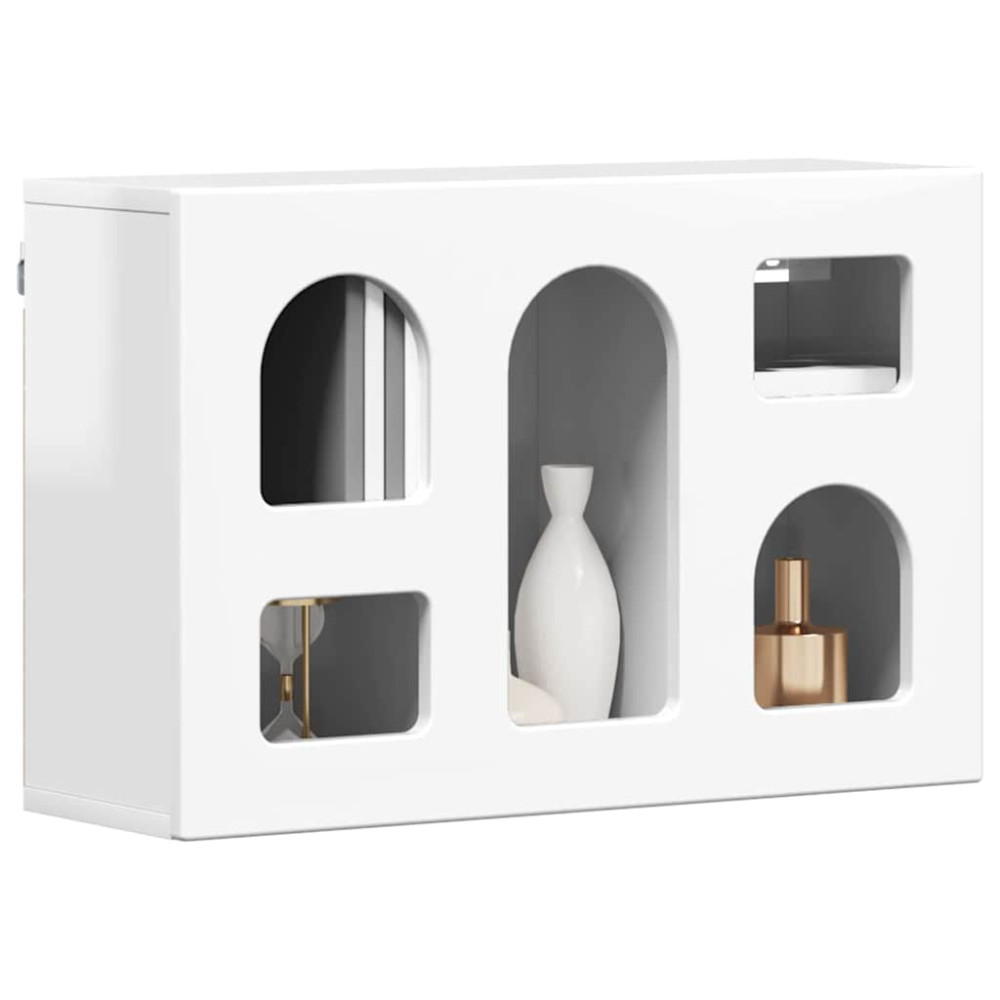 Produktbild för Hängande skåp med hylla ELST Högblanka vita 60 x 20 x 40 cm