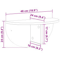 Produktbild för Vägg hylla Väggmonterad Svart 48 x 24 x 24 cm Konstruerat trä
