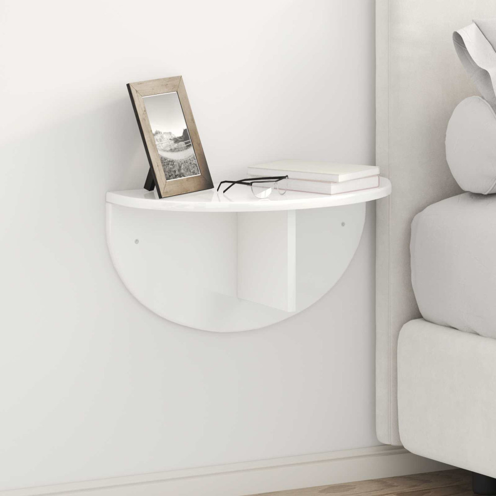 Produktbild för Vägg hylla 2 pcs Högblanka vita 48 x 24 x 24 cm Konstruerat trä