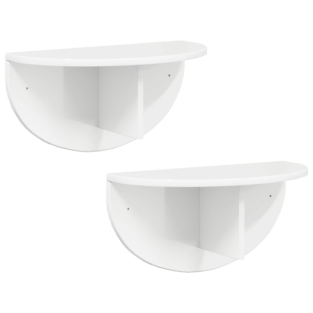 Produktbild för Vägg hylla 2 pcs Högblanka vita 48 x 24 x 24 cm Konstruerat trä