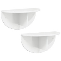Produktbild för Vägg hylla 2 pcs Högblanka vita 48 x 24 x 24 cm Konstruerat trä