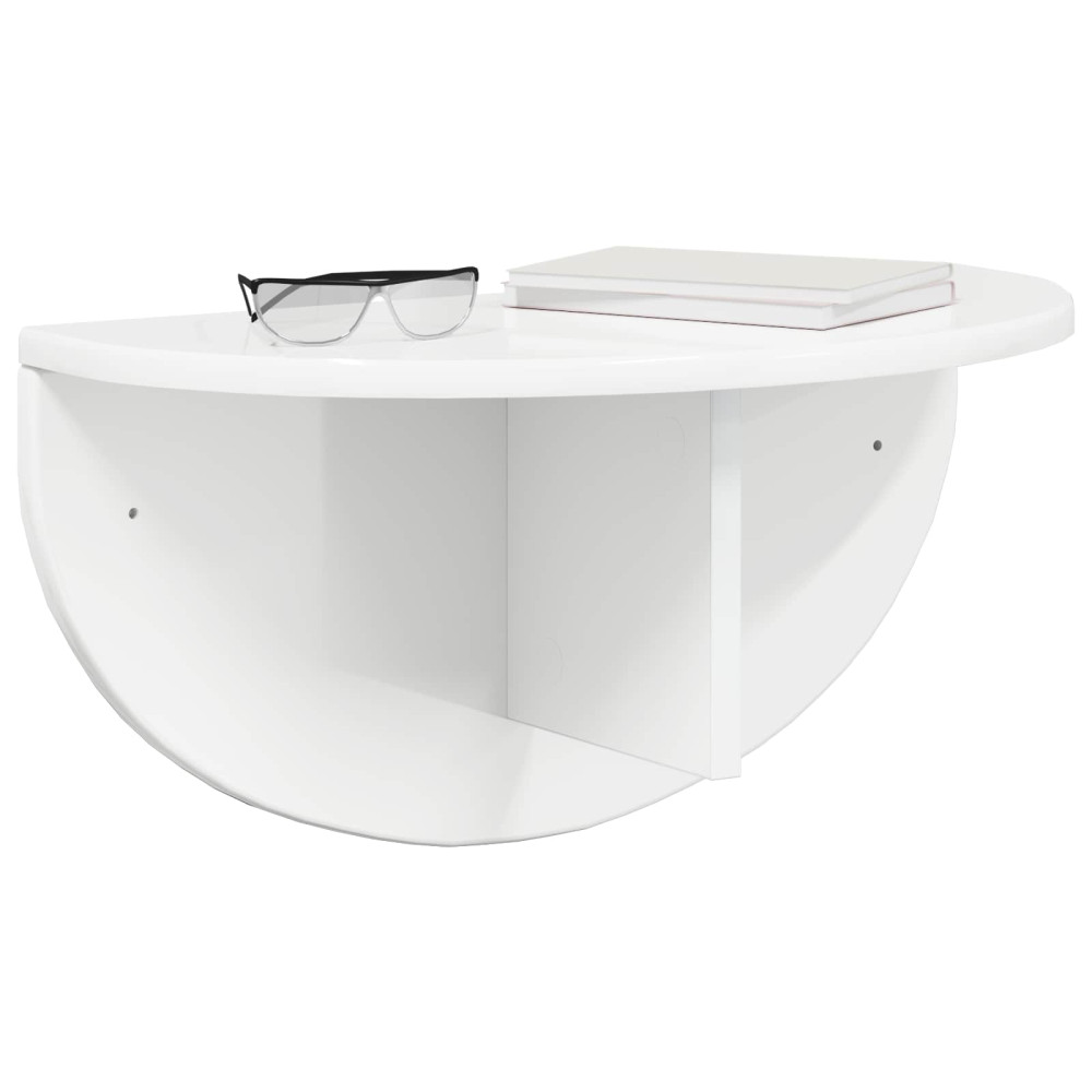 Produktbild för Vägg hylla 2 pcs Högblanka vita 48 x 24 x 24 cm Konstruerat trä