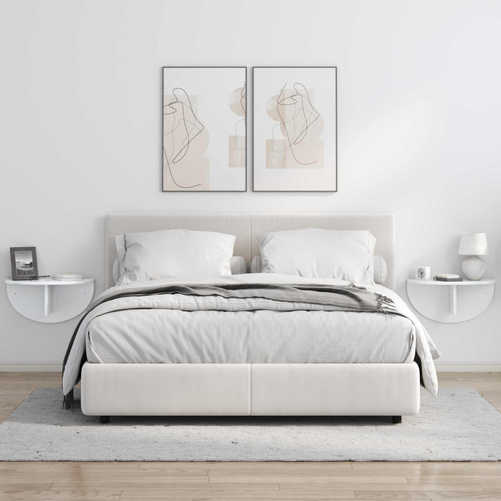 Produktbild för Vägg hylla 2 pcs Högblanka vita 48 x 24 x 24 cm Konstruerat trä