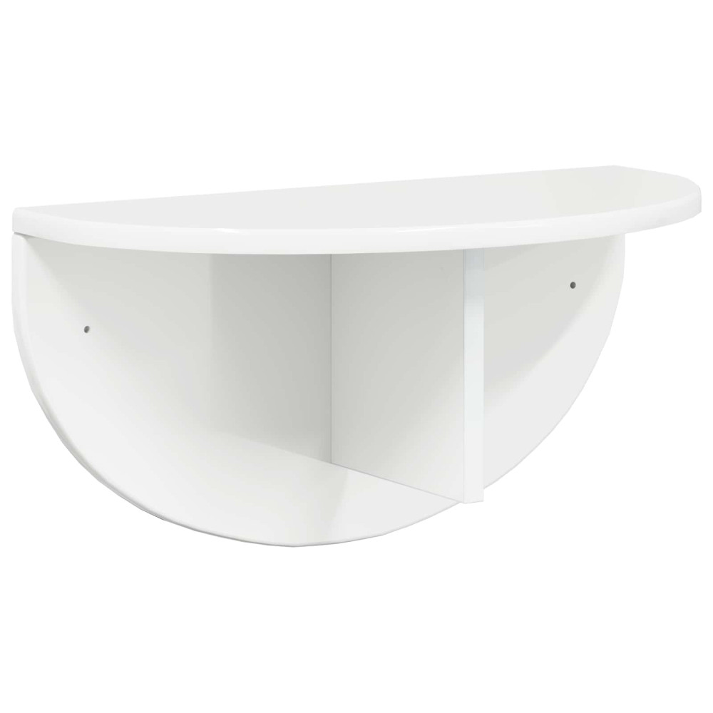 Produktbild för Vägg hylla 2 pcs Högblanka vita 48 x 24 x 24 cm Konstruerat trä