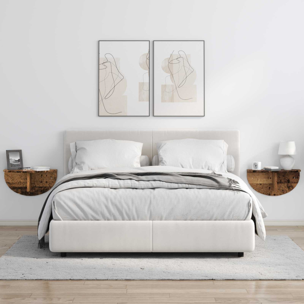 Produktbild för Vägg hylla 2 pcs Gammalt trä 48 x 24 x 24 cm Konstruerat trä