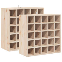 Produktbild för Vinställ 2 pcs Naturfärg 56 x 25 x 56 cm Massiv furu