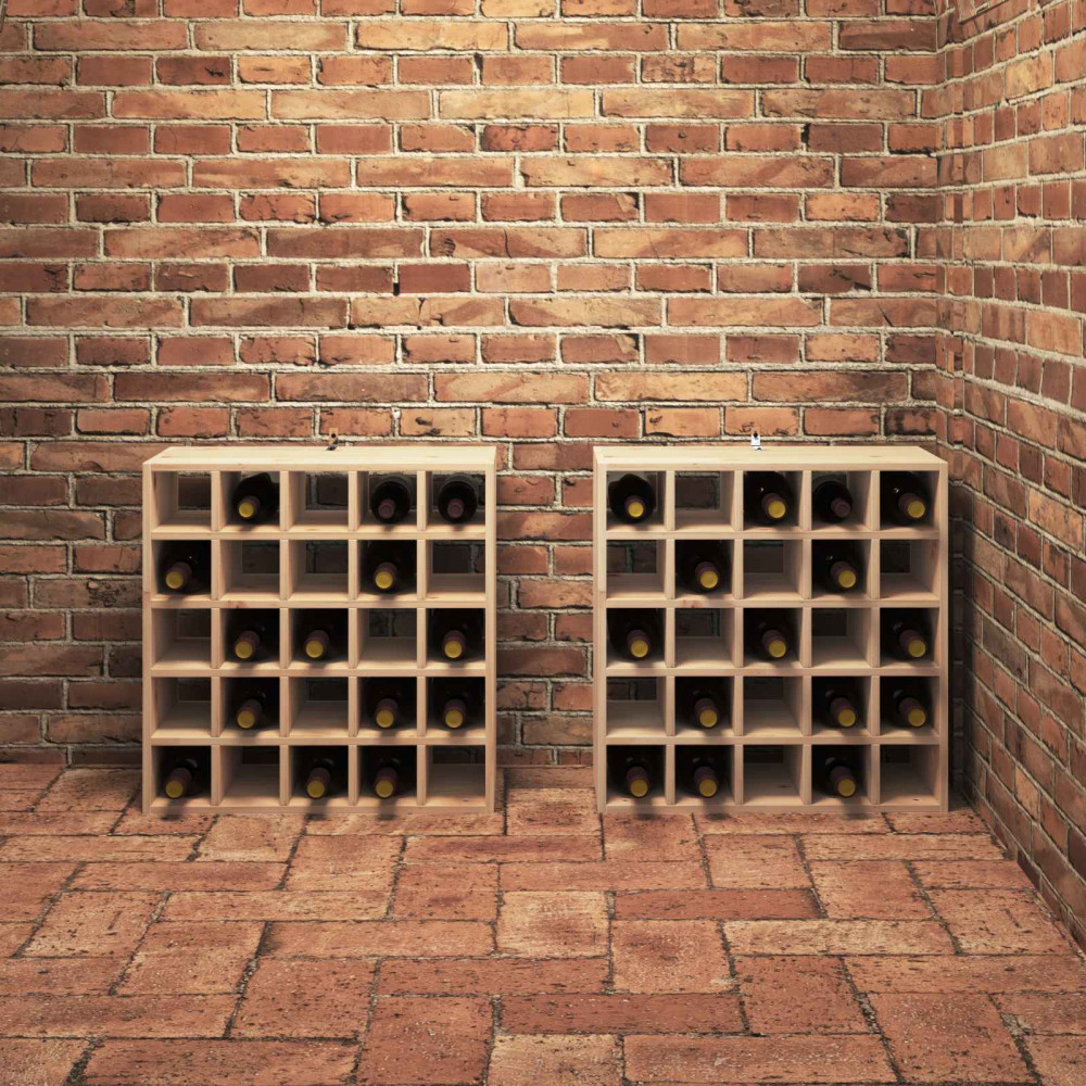 Produktbild för Vinställ 2 pcs Naturfärg 56 x 25 x 56 cm Massiv furu