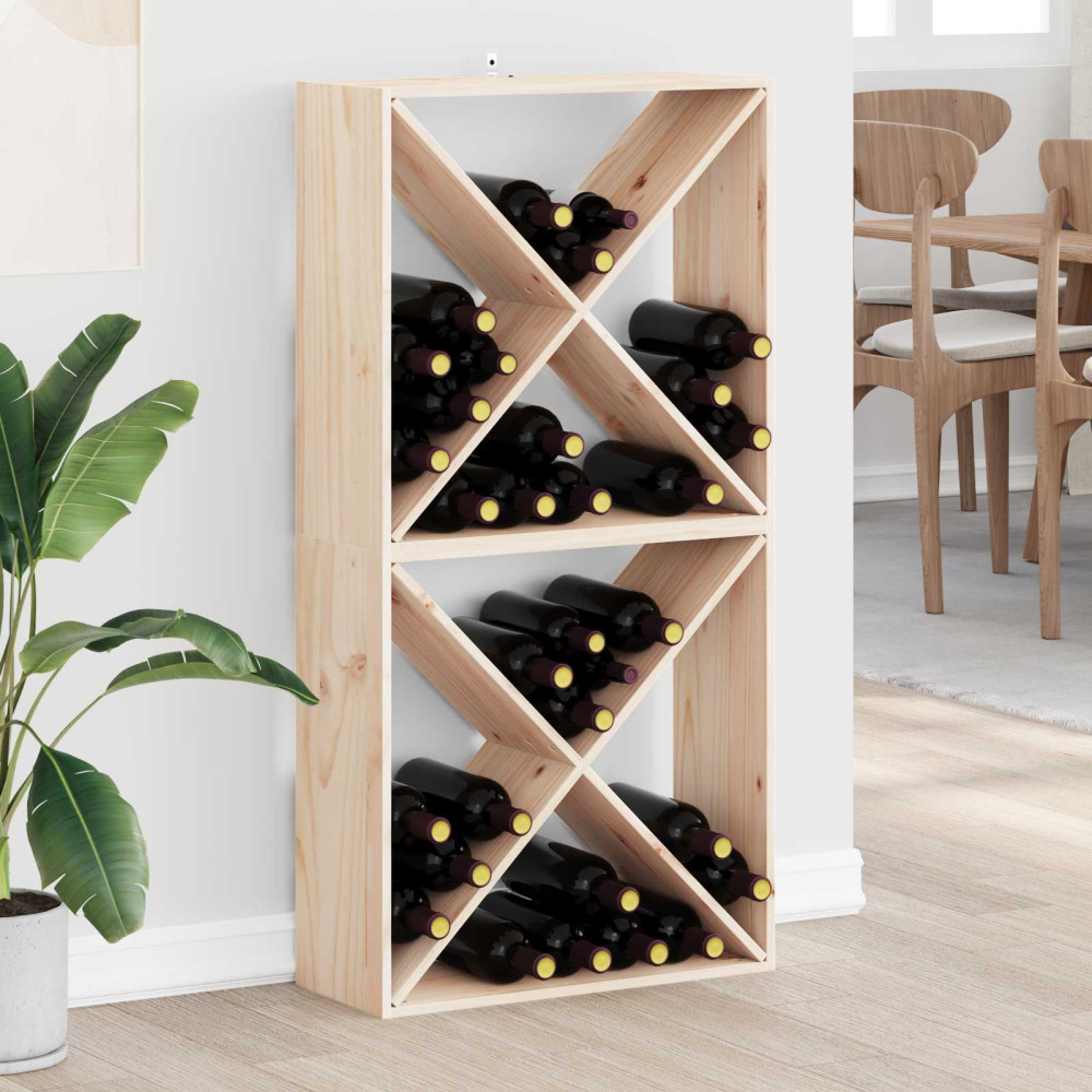 Produktbild för Vinställ 2 pcs Naturfärg 62 x 25 x 62 cm Massiv furu