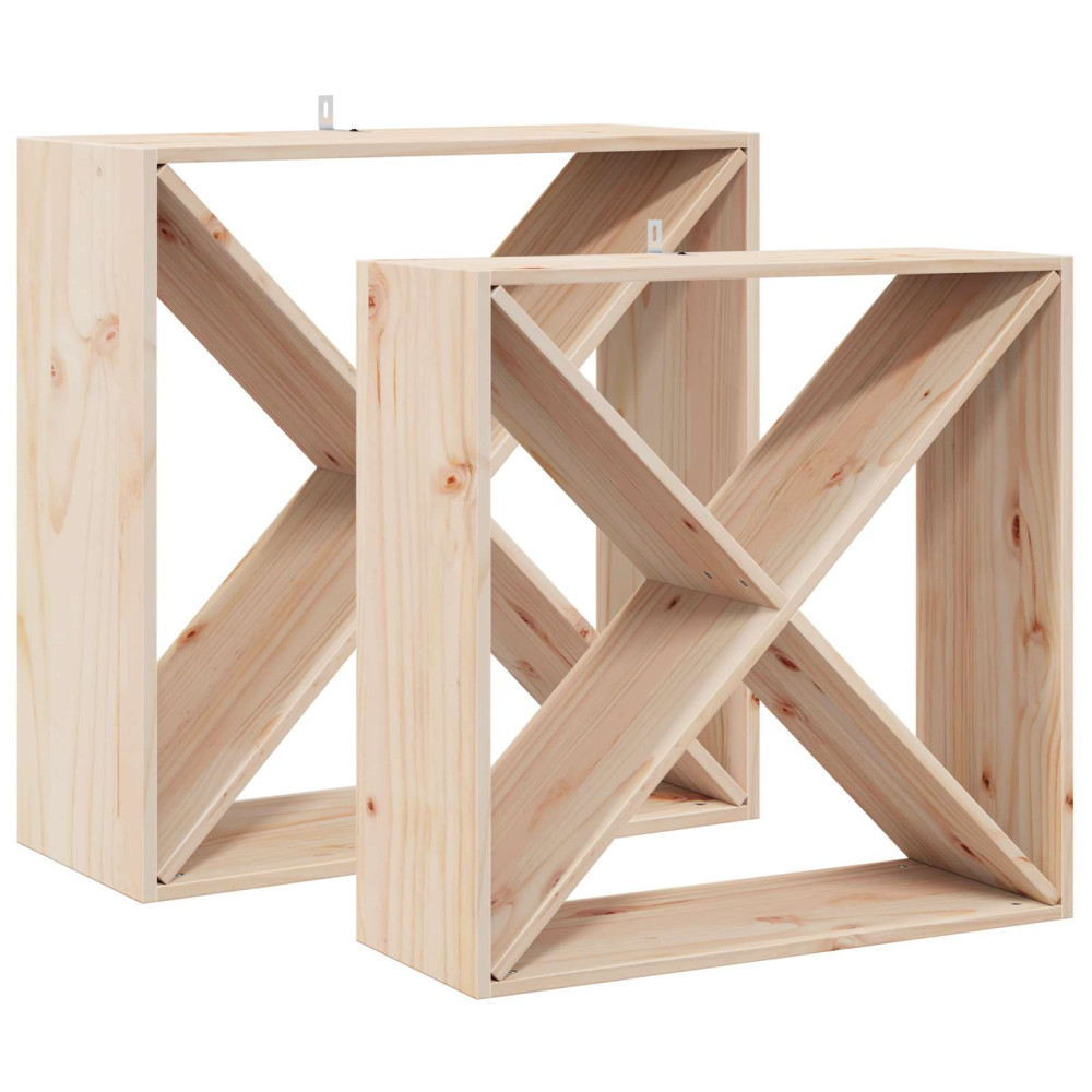 Produktbild för Vinställ 2 pcs Naturfärg 62 x 25 x 62 cm Massiv furu