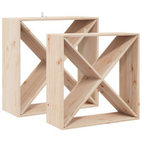 Produktbild för Vinställ 2 pcs Naturfärg 62 x 25 x 62 cm Massiv furu