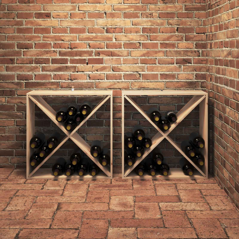 Produktbild för Vinställ 2 pcs Naturfärg 62 x 25 x 62 cm Massiv furu