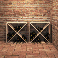 Produktbild för Vinställ 2 pcs Naturfärg 62 x 25 x 62 cm Massiv furu