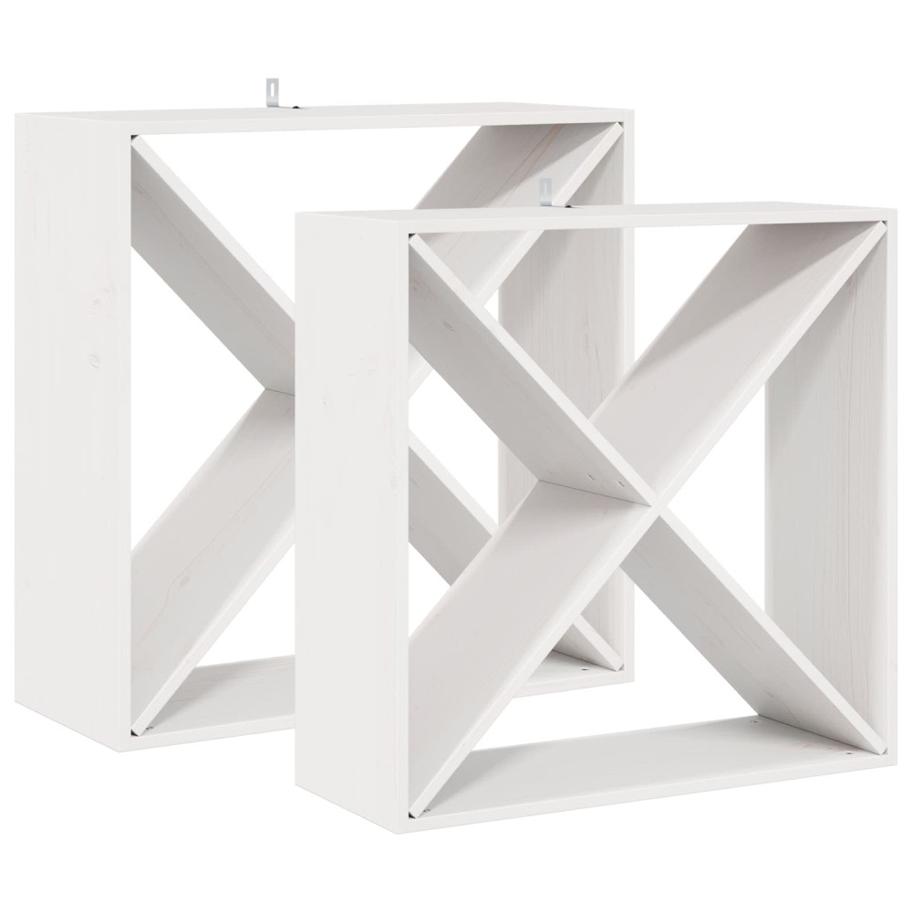 Produktbild för Vinställ 2 pcs Vit 62 x 25 x 62 cm Massiv furu