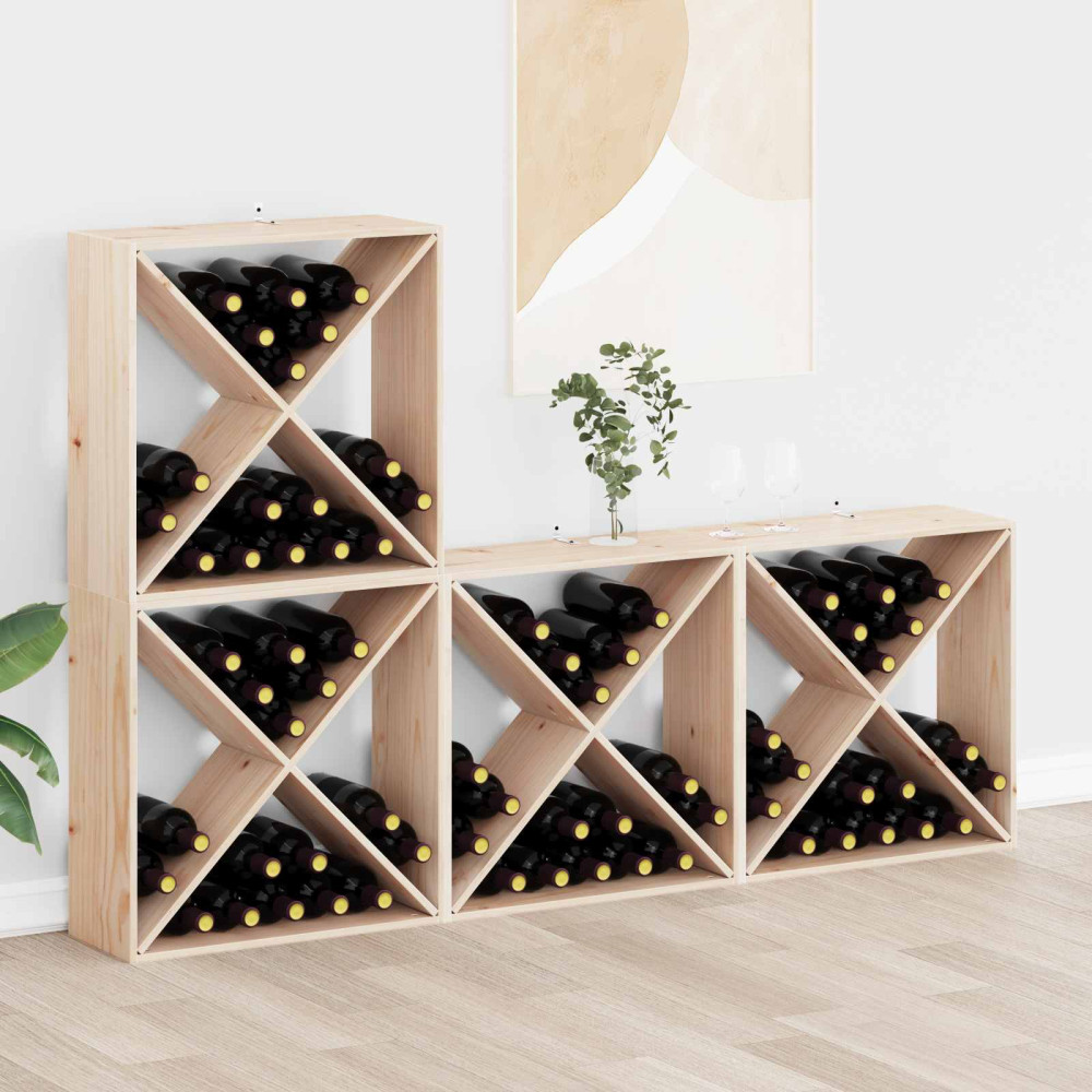 Produktbild för Vinställ 4 pcs Naturfärg 62 x 25 x 62 cm Massiv furu