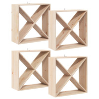Produktbild för Vinställ 4 pcs Naturfärg 62 x 25 x 62 cm Massiv furu