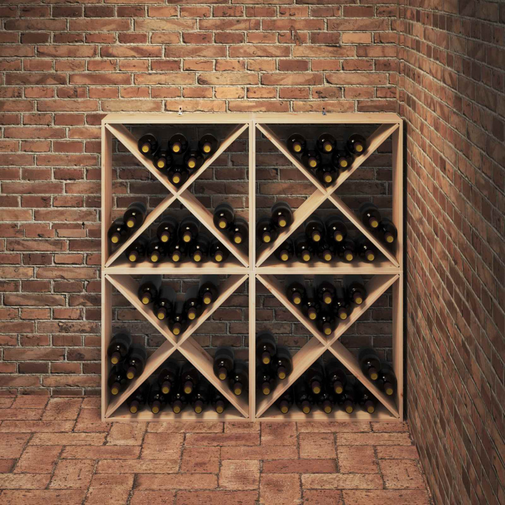 Produktbild för Vinställ 4 pcs Naturfärg 62 x 25 x 62 cm Massiv furu