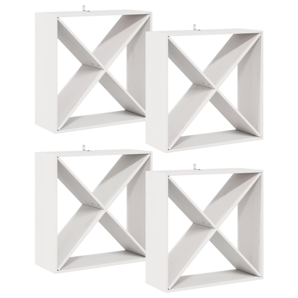 Produktbild för Vinställ 4 pcs Vit 62 x 25 x 62 cm Massiv furu