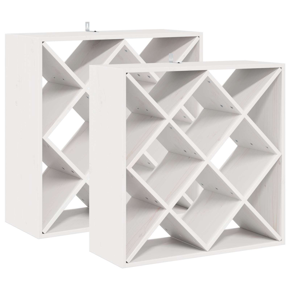 Produktbild för Vinställ 2 pcs Vit 62 x 25 x 62 cm Massiv furu