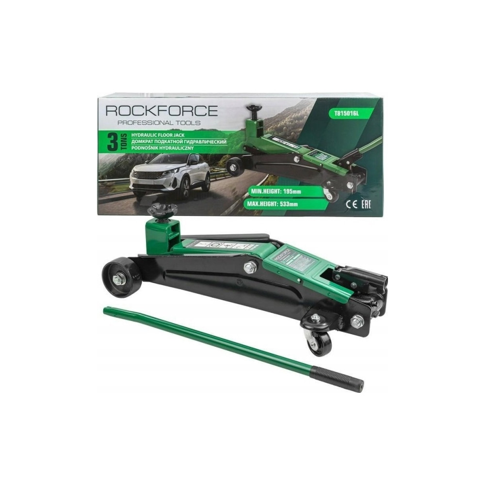 Produktbild för Rockforce hydraulisk verkstadslyft 3t (h min 195mm, h max 53...