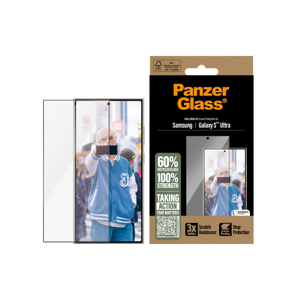 Produktbild för PanzerGlass - skärmskydd för mobiltelefon - ultrabred passning