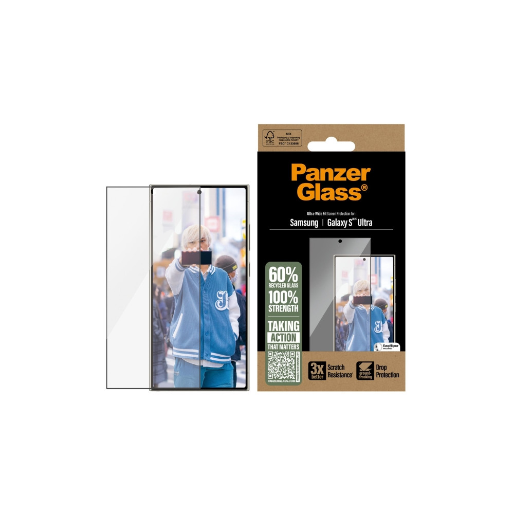 Produktbild för PanzerGlass - skärmskydd för mobiltelefon - ultrabred passning