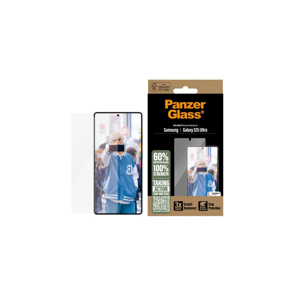 Produktbild för PanzerGlass - skärmskydd för mobiltelefon - ultrabred passning