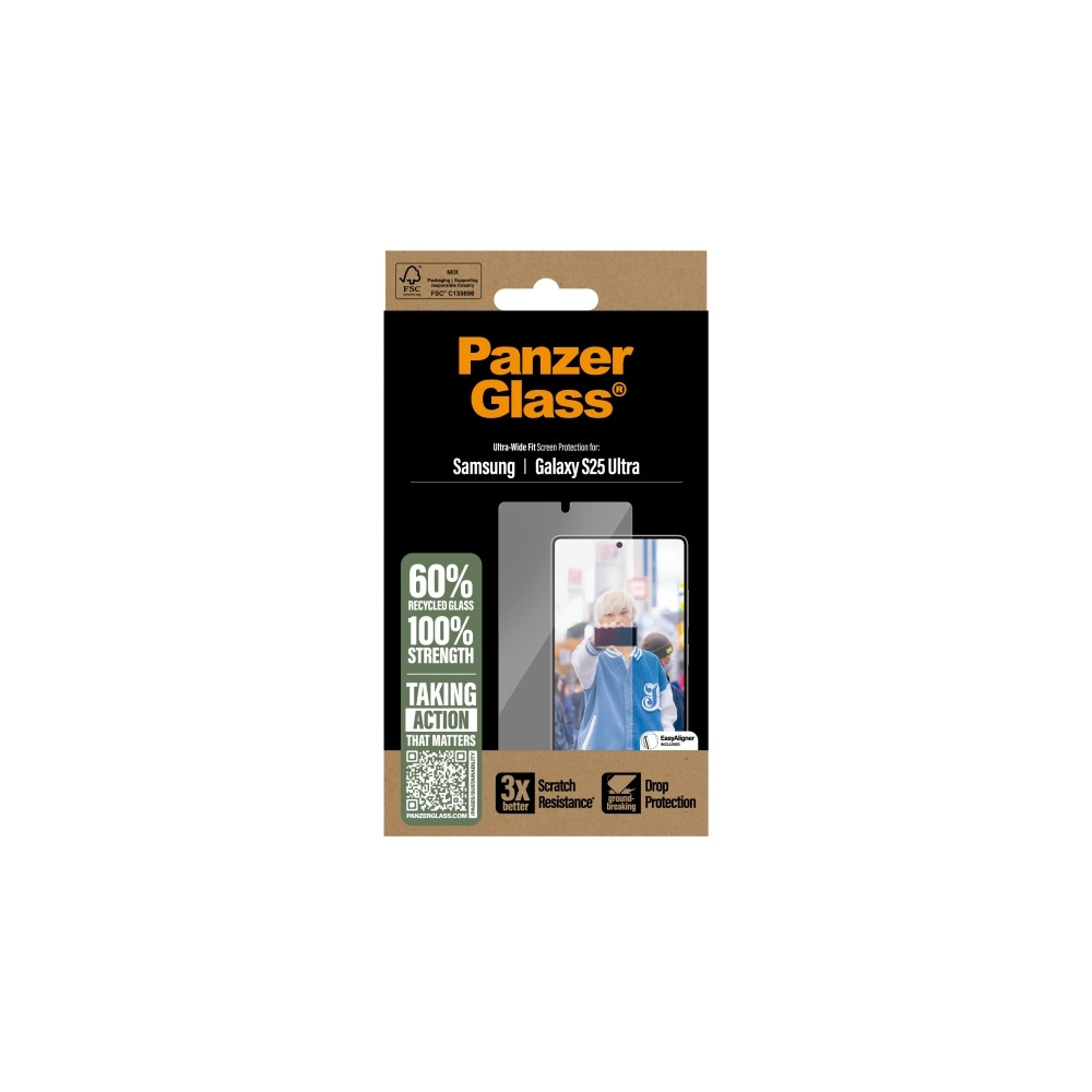Produktbild för PanzerGlass - skärmskydd för mobiltelefon - ultrabred passning