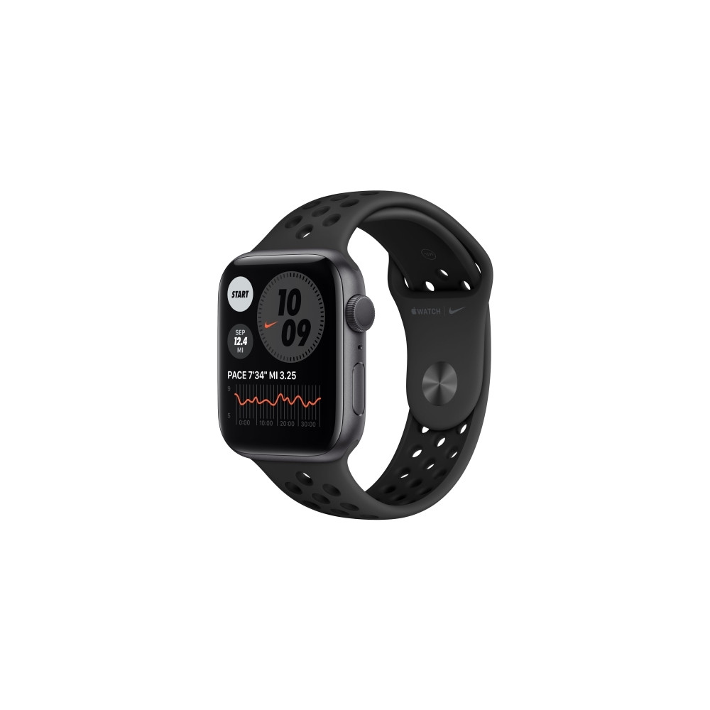 Produktbild för Apple Watch Nike Series 6 (GPS) - rymdgrå aluminium - smart klocka med Nike sportband - antracit/svart - 32 GB
