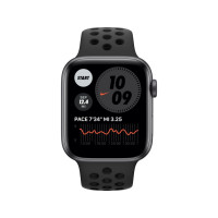 Produktbild för Apple Watch Nike Series 6 (GPS) - rymdgrå aluminium - smart klocka med Nike sportband - antracit/svart - 32 GB