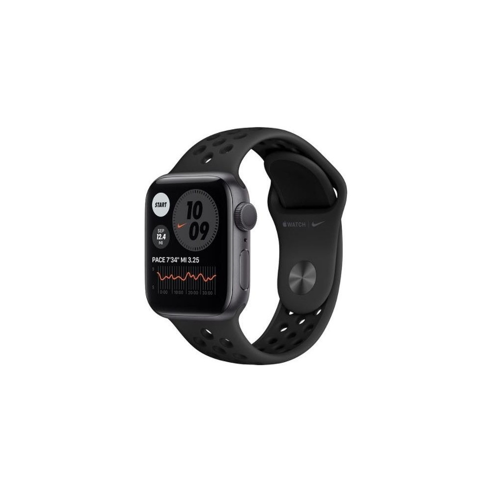 Produktbild för Apple Watch Nike Series 6 (GPS) - rymdgrå aluminium - smart klocka med Nike sportband - antracit/svart - 32 GB
