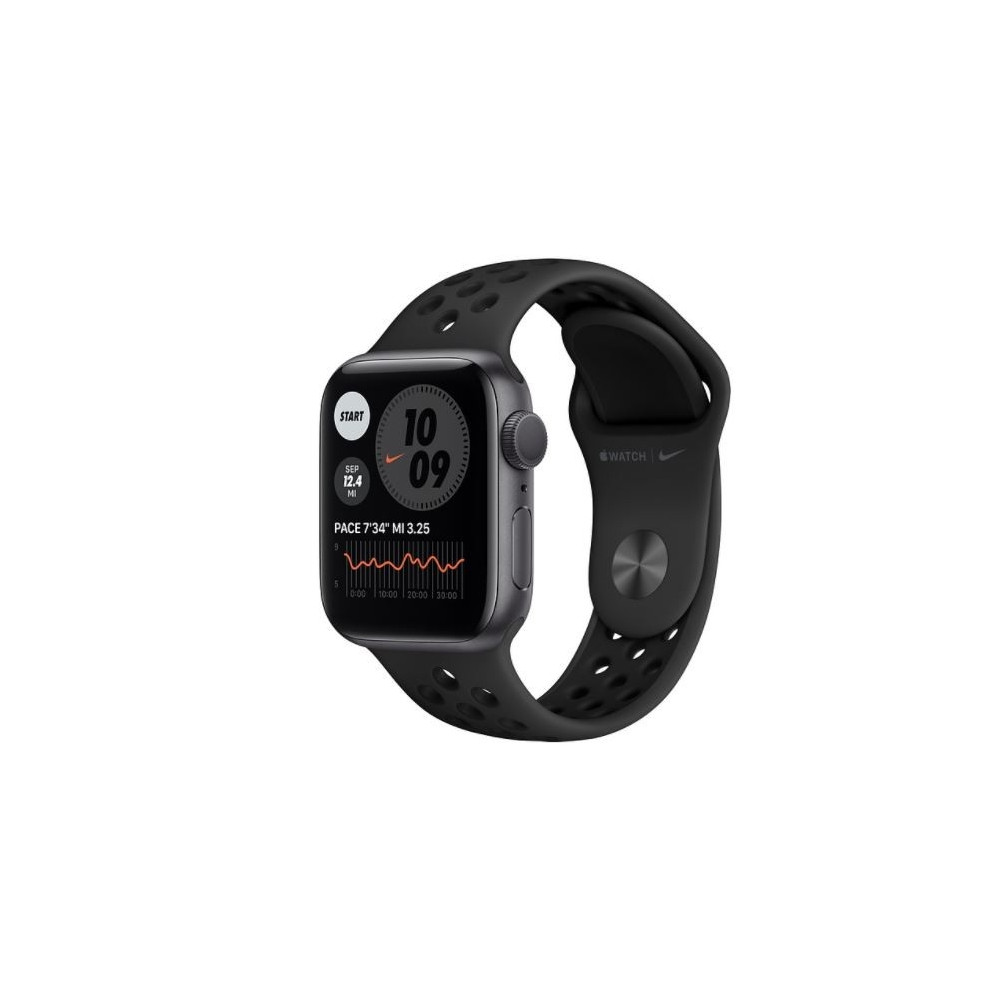 Produktbild för Apple Watch Nike Series 6 (GPS) - rymdgrå aluminium - smart klocka med Nike sportband - antracit/svart - 32 GB