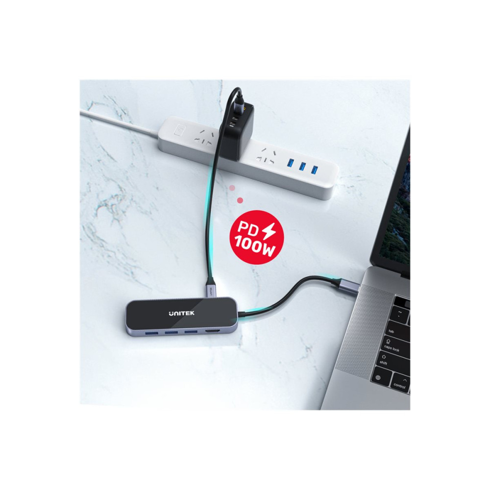 Produktbild för Unitek uHUB H6 D1084A - dockningsstation - USB-C - HDMI - 1GbE